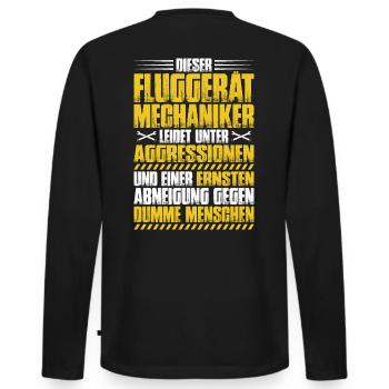 Fluggerätmechaniker Flugzeugmechaniker - Männer Premium Bio Langarmshirt - Schwarz - Hinten - Nico (187cm)