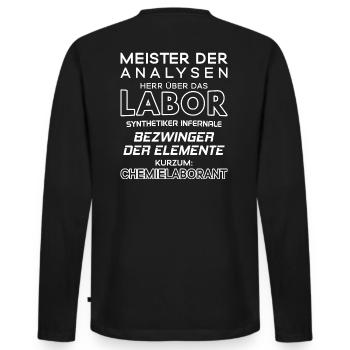 Chemielaborant/Chemielaborantin/Chemiker/Chemie - Männer Premium Bio Langarmshirt - Schwarz - Hinten - Nico (187cm)