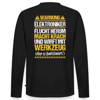 Électricien électricien avertisseur cadeau électrique - T-shirt manches longues Premium bio Homme - noir - Dos - Nico (187cm)