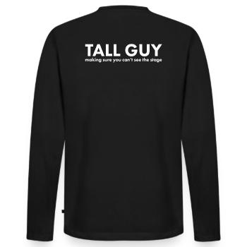 Tall People - Blocking View - Men's Premium Organic Long Sleeve Shirt - black - Back - Nico (187cm)