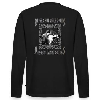 Besser ein Wolf Odins - Wikinger Mythologie Shirt - Männer Premium Bio Langarmshirt - Schwarz - Hinten - Nico (187cm)
