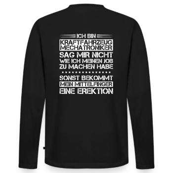 KFZ-Mechatroniker/Kraftfahrzeugmechatroniker/Autos - Männer Premium Bio Langarmshirt - Schwarz - Hinten - Nico (187cm)