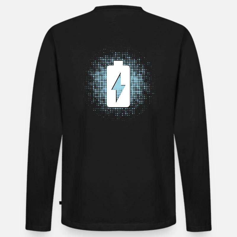 Batterie-Symbol mit Punktehintergrund - Männer Premium Bio Langarmshirt - Schwarz