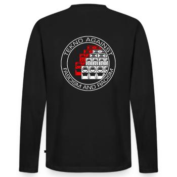 Tekno contre le fascisme et le racisme - T-shirt manches longues Premium bio Homme - noir - Dos - Nico (187cm)