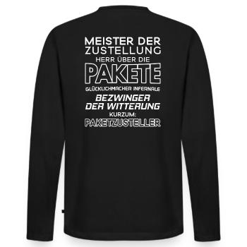 Paketzusteller/Postbote/Paketpostbote/Pakete - Männer Premium Bio Langarmshirt - Schwarz - Hinten - Nico (187cm)