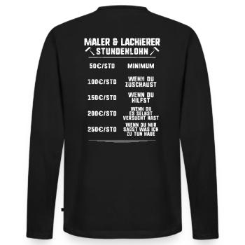 Maler und Lackierer/Maler & Lackierer/Stundenlohn - Männer Premium Bio Langarmshirt - Schwarz - Hinten - Nico (187cm)