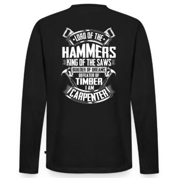 Zimmerer Zimmermann Zimmerei Tischler Schreiner - Männer Premium Bio Langarmshirt - Schwarz - Hinten - Nico (187cm)
