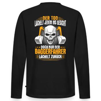 Excavatrice souriante de cadeau d'excavatrice de conducteur d'excavatrice - T-shirt manches longues Premium bio Homme - noir - Dos - Nico (187cm)