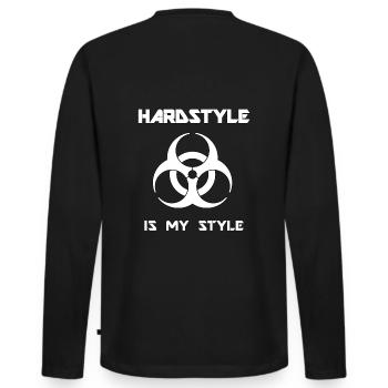 Hardstyle Is My Style - Party Festival Event Shirt - Men's Premium Organic Long Sleeve Shirt - black - Back - Nico (187cm)