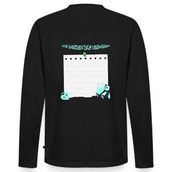 Wir Werden Dich Vermissen - Abschied Unterschrift - Männer Premium Bio Langarmshirt - Schwarz - Hinten - Nico (187cm)