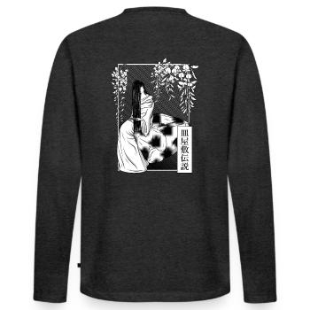 Sarayashiki - le fantôme compteur d'assiettes - T-shirt manches longues Premium bio Homme - anthracite chiné - Dos - Nico (187cm)