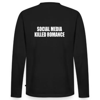 social media killed romance - Männer Premium Bio Langarmshirt - Schwarz - Hinten - Nico (187cm)