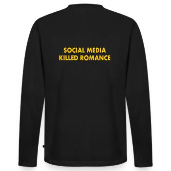 social media killed romance - Männer Premium Bio Langarmshirt - Schwarz - Hinten - Nico (187cm)