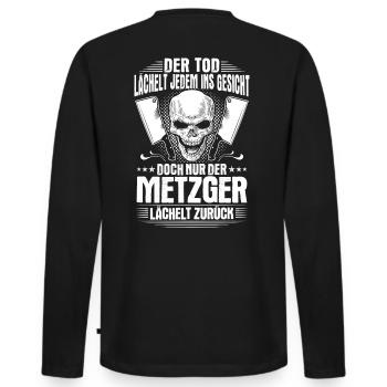 Metzger Metzgerei Fleischer Fleischerei Geschenk - Männer Premium Bio Langarmshirt - Schwarz - Hinten - Nico (187cm)