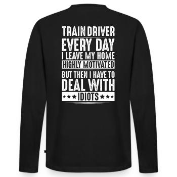 Conducteurs conducteurs conducteurs de locomotives - T-shirt manches longues Premium bio Homme - noir - Dos - Nico (187cm)