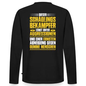 Schädlingsbekämpfer Kammerjäger Geschenk - Männer Premium Bio Langarmshirt - Schwarz - Hinten - Nico (187cm)