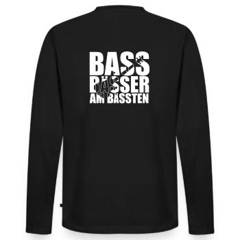 Bass Player Gift BASS BÄSSER AM BÄSSTEN Bassist - Männer Premium Bio Langarmshirt - Schwarz - Hinten - Nico (187cm)