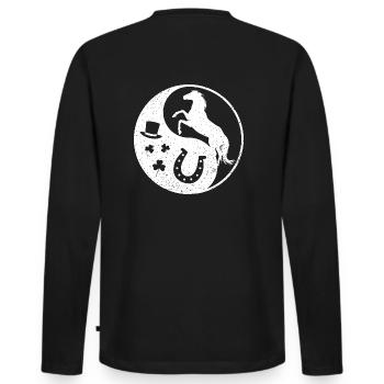 cheval Ying Yang pour la fête de Saint-Patrick bonne chance - T-shirt manches longues Premium bio Homme - noir - Dos - Nico (187cm)