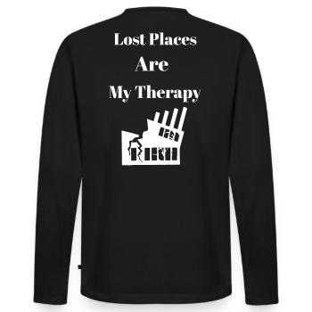 Les lieux perdus sont ma thérapie – Chemise Urban Explorer - T-shirt manches longues Premium bio Homme - noir - Dos - Nico (187cm)