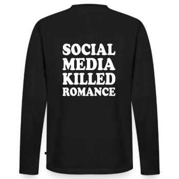 social media killed romance - Männer Premium Bio Langarmshirt - Schwarz - Hinten - Nico (187cm)