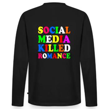 social media killed romance - Männer Premium Bio Langarmshirt - Schwarz - Hinten - Nico (187cm)