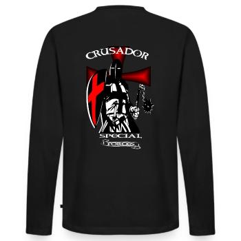 Knight Crusader Medieval Warrior - Men's Premium Organic Long Sleeve Shirt - black - Back - Nico (187cm)
