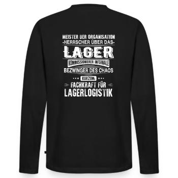 Fachkraft für Lagerlogistik/Lagerarbeiter/Lager - Männer Premium Bio Langarmshirt - Schwarz - Hinten - Nico (187cm)