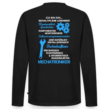 Mechatroniker/Mechatronikerin/Mechatronik - Männer Premium Bio Langarmshirt - Schwarz - Hinten - Nico (187cm)