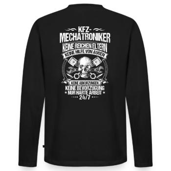 KFZ-Mechatroniker/KFZ-Mechatronik/Geschenk - Männer Premium Bio Langarmshirt - Schwarz - Hinten - Nico (187cm)