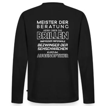 Augenoptiker/Augenoptikerin/Optiker/Optikerin - Männer Premium Bio Langarmshirt - Schwarz - Hinten - Nico (187cm)