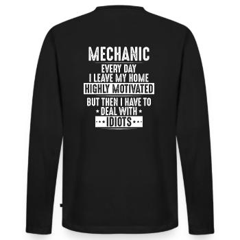 Mechanic Mechanic Mechanic - Men's Premium Organic Long Sleeve Shirt - black - Back - Nico (187cm)