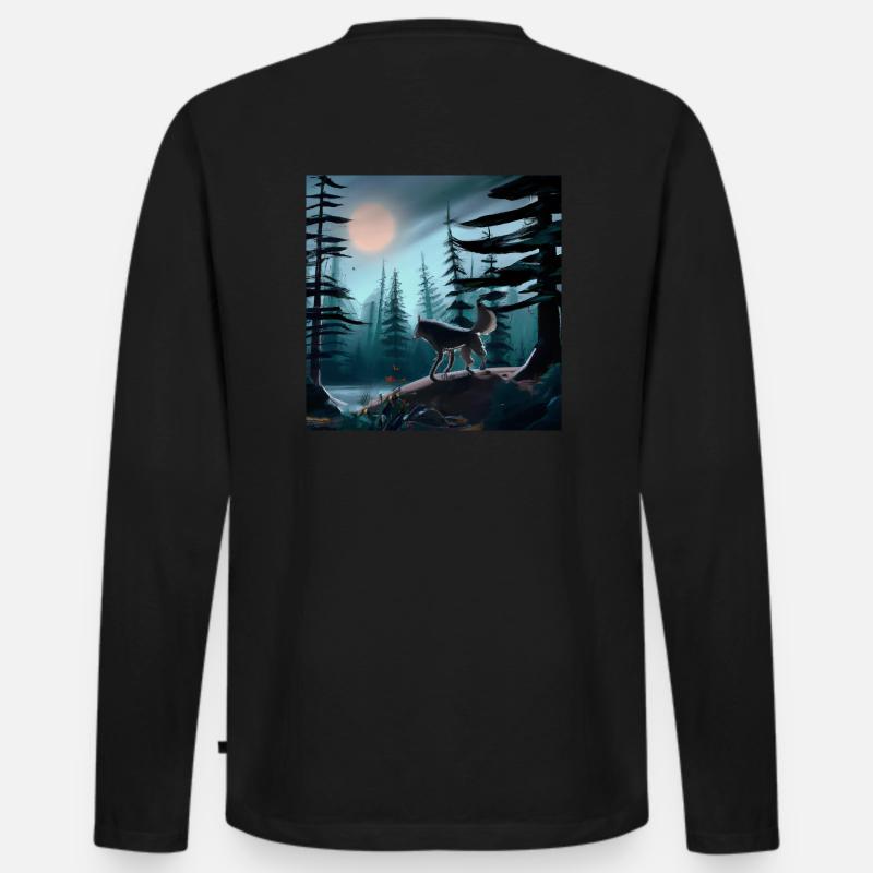 Der einsame Wolf - Männer Premium Bio Langarmshirt - Schwarz