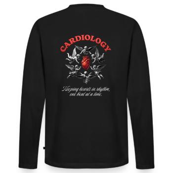 Cardiology Angel Heart Design – Keeping Hearts in - Men's Premium Organic Long Sleeve Shirt - black - Back - Nico (187cm)