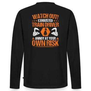 Train driver Locomotive driver Locomotive driver - Men's Premium Organic Long Sleeve Shirt - black - Back - Nico (187cm)