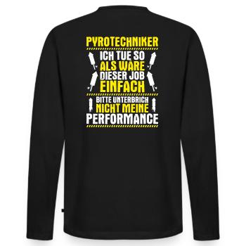 Pyrotechniker Feuerwerk Pyrotechnik Pyrotechnician - Männer Premium Bio Langarmshirt - Schwarz - Hinten - Nico (187cm)
