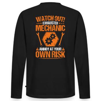 Mechanic mechanic mechanics screwdriver - Men's Premium Organic Long Sleeve Shirt - black - Back - Nico (187cm)