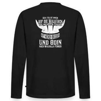 AUF NACH WALHALLA - Männer Premium Bio Langarmshirt - Schwarz - Hinten - Nico (187cm)