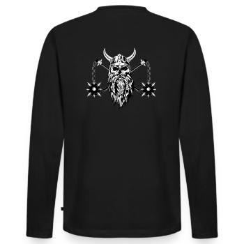 Vikings with morning star - Men's Premium Organic Long Sleeve Shirt - black - Back - Nico (187cm)
