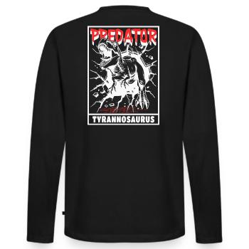 Predator - Tyrannosaurus Rex - Männer Premium Bio Langarmshirt - Schwarz - Hinten - Nico (187cm)