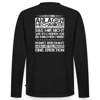Anlagenmechaniker Klempner Plumber Sanitär Heizung - Männer Premium Bio Langarmshirt - Schwarz - Hinten - Nico (187cm)