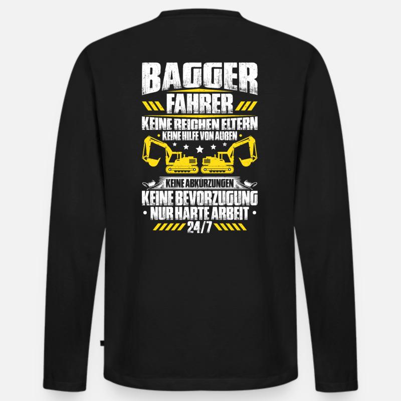 Baggerfahrer Baggerführer Baugeräteführer Bagger - Männer Premium Bio Langarmshirt - Schwarz