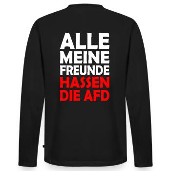 All my friends hate the AfD - Men's Premium Organic Long Sleeve Shirt - black - Back - Nico (187cm)