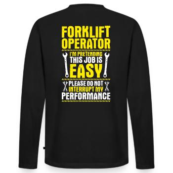 Élévateur de chariot élévateur Forklift - T-shirt manches longues Premium bio Homme - noir - Dos - Nico (187cm)