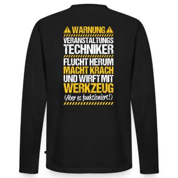 Veranstaltungstechniker Event Technician - Männer Premium Bio Langarmshirt - Schwarz - Hinten - Nico (187cm)