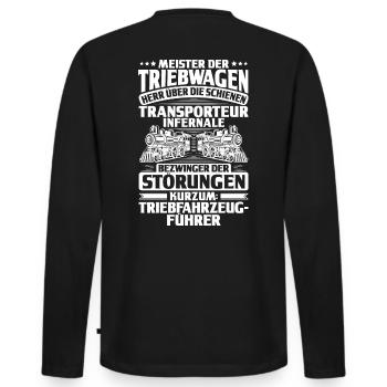 Triebfahrzeugführer Lokführer Lokomotivführer - Männer Premium Bio Langarmshirt - Schwarz - Hinten - Nico (187cm)