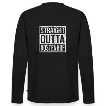 Straight outta Gostenhof - Männer Premium Bio Langarmshirt - Schwarz - Hinten - Nico (187cm)
