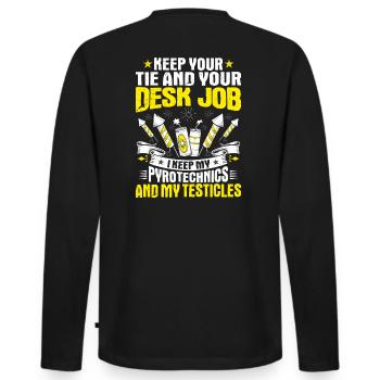 Pyrotechnicien Feux d’artifice Pyrotechnie Pyrotechnicien - T-shirt manches longues Premium bio Homme - noir - Dos - Nico (187cm)