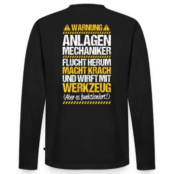 Anlagenmechaniker Anlagenmechanik Geschenk Warnung - Männer Premium Bio Langarmshirt - Schwarz - Hinten - Nico (187cm)