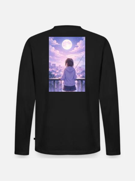 Luna Urban Im Regen - Männer Premium Bio Langarmshirt - Schwarz