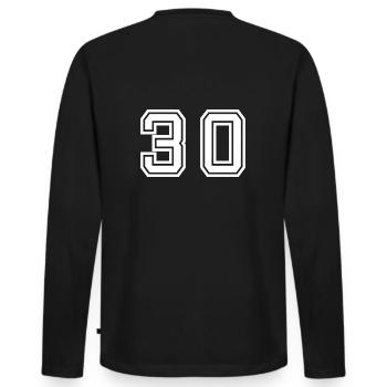 30 - Thirty - Men's Premium Organic Long Sleeve Shirt - black - Back - Nico (187cm)